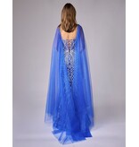 Rhinestone fit n flare beaded gown w/capes 8305