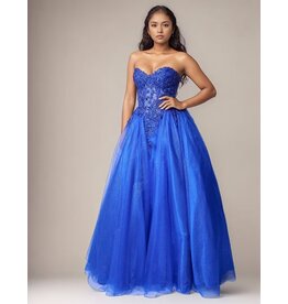 Strapless sequin lace bodice tulle ballgown 8308