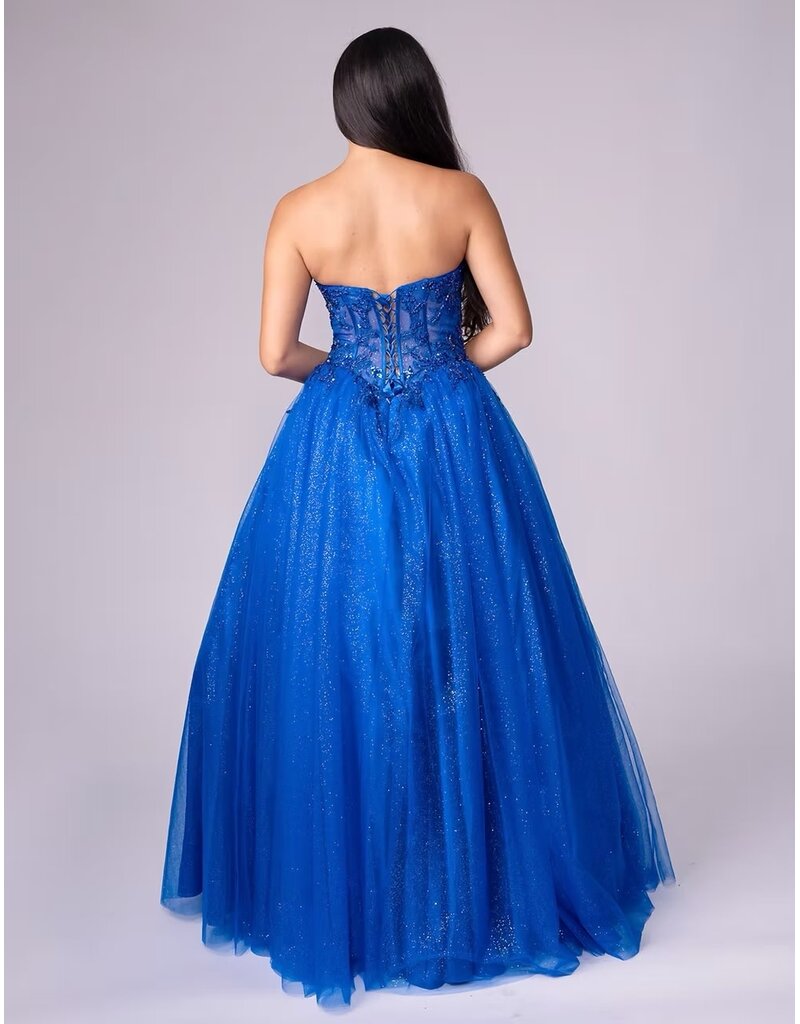 Strapless sequin lace bodice tulle ballgown 8308