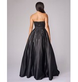 Strapless beaded lace bodice satin ballgown 8309