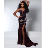 Spaghetti strap velvet beaded corset fitted gown 2948
