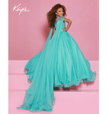 Sugar Kayne Rhinestone shoulder cape chiffon ballgown C415