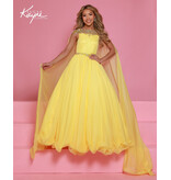 Sugar Kayne Rhinestone shoulder cape chiffon ballgown C415