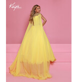 Sugar Kayne Rhinestone shoulder cape chiffon ballgown C415
