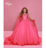 Sugar Kayne Rhinestone shoulder cape chiffon ballgown C415