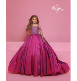 Sugar Kayne Off the shoulder beaded bodice shimmer ballgown C416