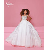 Sugar Kayne Off the shoulder beaded bodice shimmer ballgown C416
