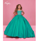 Sugar Kayne Off the shoulder beaded bodice shimmer ballgown C416