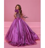 Sugar Kayne Beaded bodice organza ballgown w/ruffle cap sleeves C334