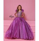 Sugar Kayne Beaded bodice organza ballgown w/ruffle cap sleeves C334