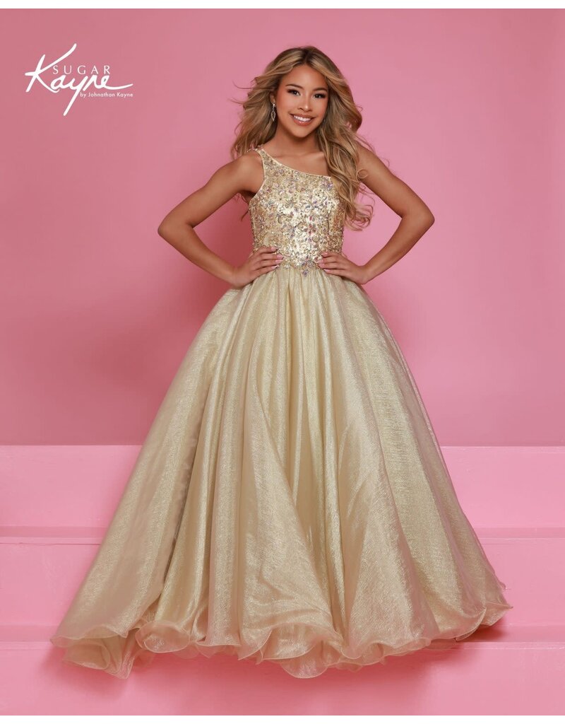 BEADED 1-SHLDR, FULL ORGANZA SKRT C407