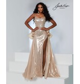 METALLIC JERSEY SPGT STRAP W/ CAPE 3319