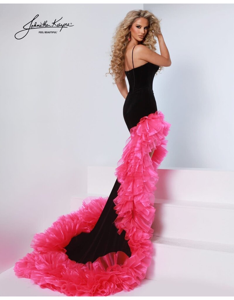 VELVET, W/ ORGANZA RUFFLE, HIGHLOW 3304