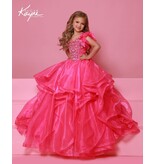 Sugar Kayne ORGANZA RUFFLES, BEADED BODICE OFF SHLDR C398
