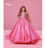 Sugar Kayne ORGANZA BALLGOWN, LACE-UP BACK W/ FRINGE C400