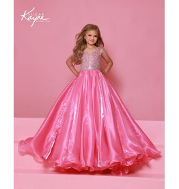 Sugar Kayne ORGANZA BALLGOWN, LACE-UP BACK W/ FRINGE C400