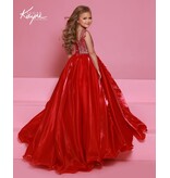 Sugar Kayne ORGANZA BALLGOWN, LACE-UP BACK W/ FRINGE C400