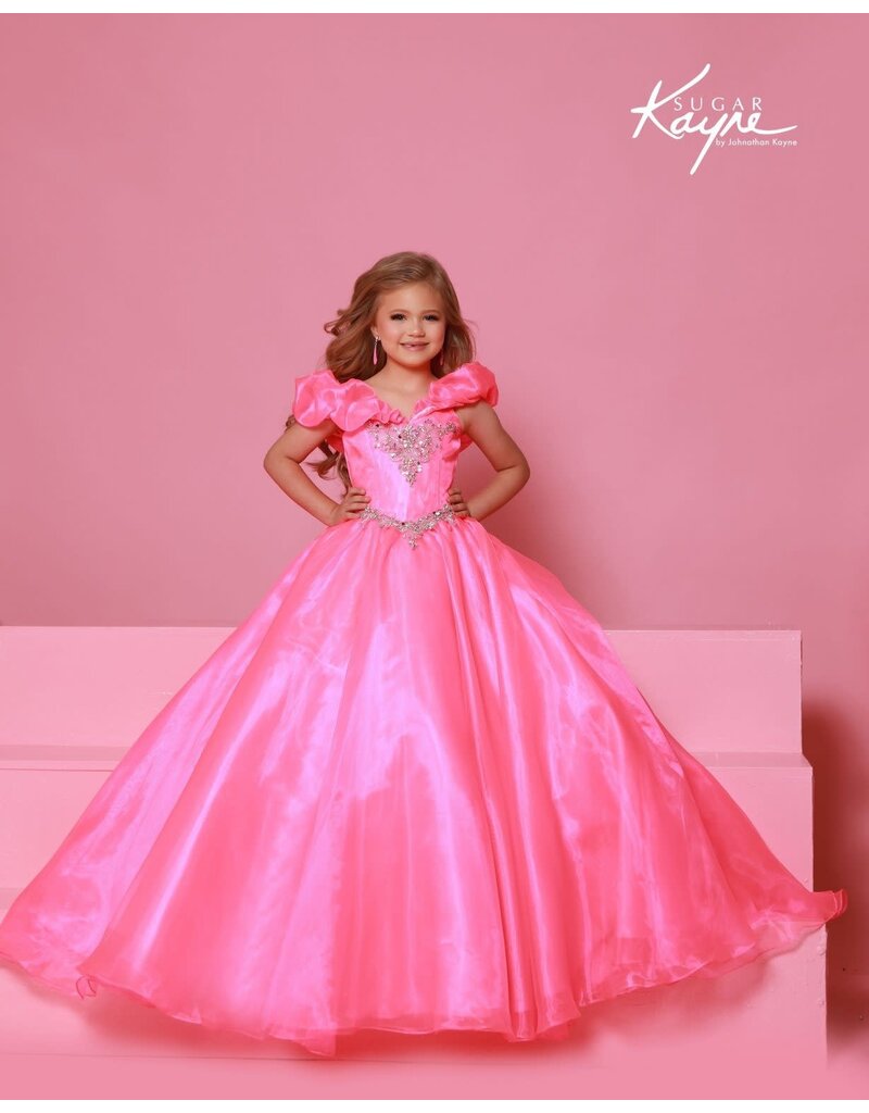 Sugar Kayne ORGANZA BALLGOWN, OFF SHLDR PUFF SLEEVE C410