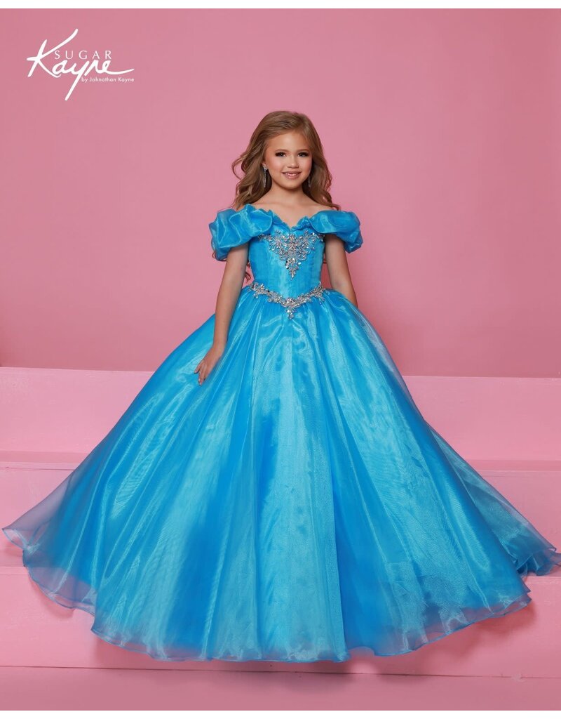 Sugar Kayne ORGANZA BALLGOWN, OFF SHLDR PUFF SLEEVE C410