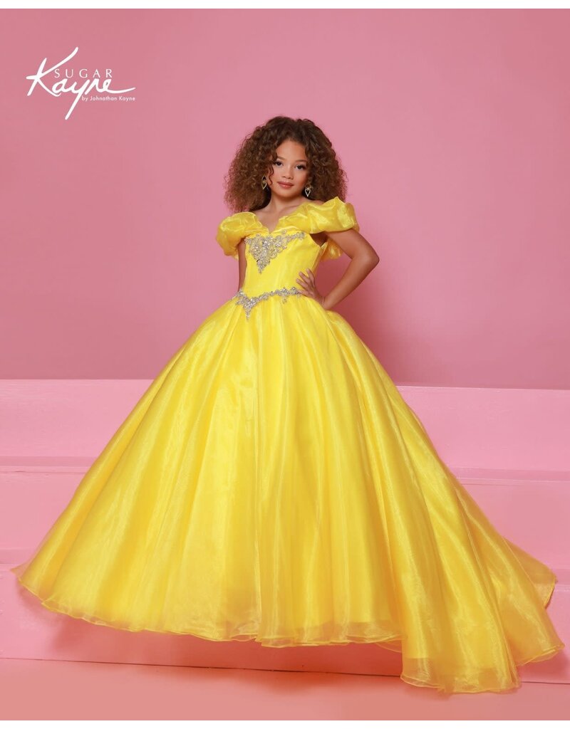 Sugar Kayne ORGANZA BALLGOWN, OFF SHLDR PUFF SLEEVE C410