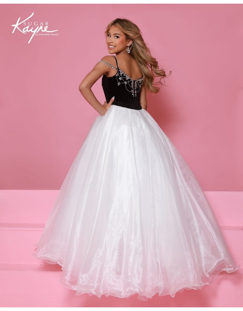 Sugar Kayne ORGANZA BALLGOWN W/ VELVET BEADED BODICE C412