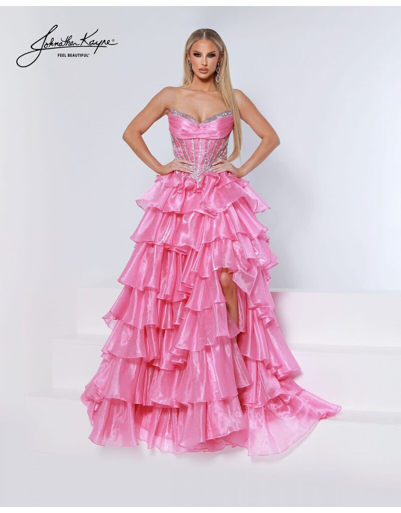 ORGANZA, STRPLESS, LEG SLIT W/ RUFFLES 3232