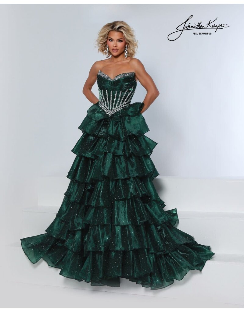 ORGANZA, STRPLESS, LEG SLIT W/ RUFFLES 3232