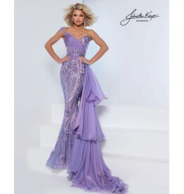 ONE SHLDR, FIT & FLARE, BEADED MESH 3219