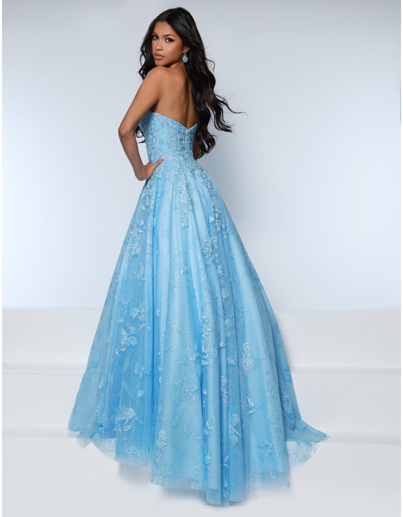 KATE PARKER Strapless glitter lace ballgown w/pockets 26325