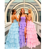 KATE PARKER Strapless beaded corset bodice ruffle ballgown 26230