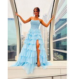 KATE PARKER Strapless beaded corset bodice ruffle ballgown 26230