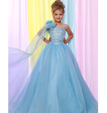 Sugar Kayne One shoulder beaded bodice organza ballgown C414