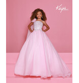 Sugar Kayne One shoulder beaded bodice organza ballgown C414