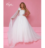 Sugar Kayne One shoulder beaded bodice organza ballgown C414