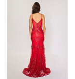 Spaghetti strap sequin corset bodice mermaid gown 1562