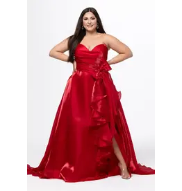 JK SYDNEYS CLOSET Strapless organza rouched waist bow a-line 2608