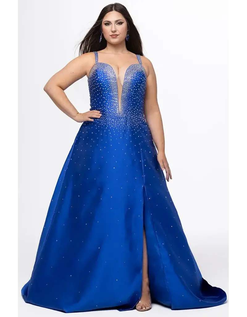 JK SYDNEYS CLOSET Beaded a-line gown w/lace up back 2613