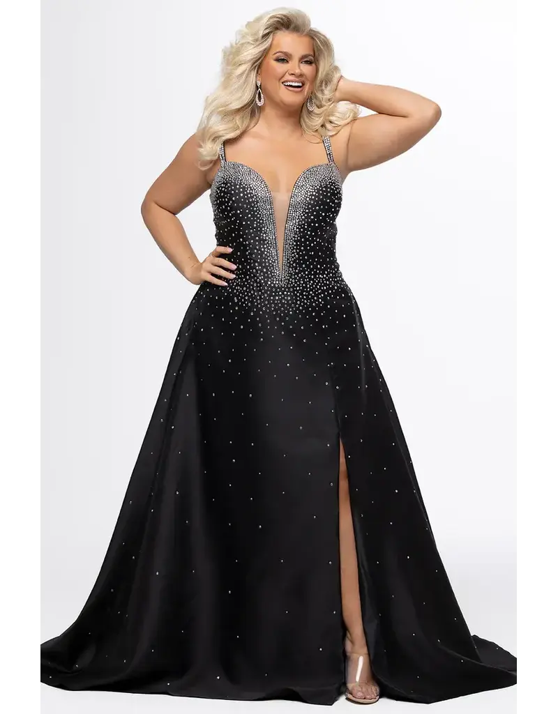 JK SYDNEYS CLOSET Beaded a-line gown w/lace up back 2613