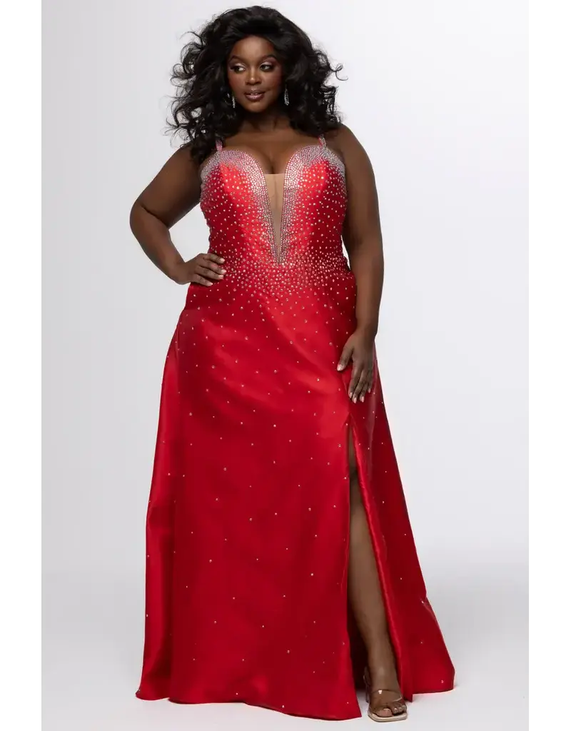 JK SYDNEYS CLOSET Beaded a-line gown w/lace up back 2613