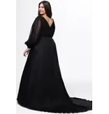 JK SYDNEYS CLOSET Long sleeve beaded waist chiffon flowy gown 2614