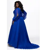 JK SYDNEYS CLOSET Long sleeve beaded waist chiffon flowy gown 2614