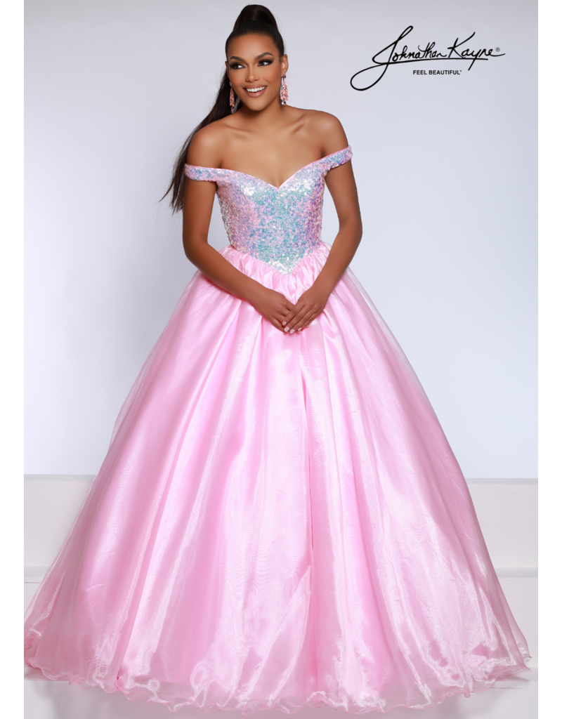 OFF SHOULDER BALL GOWN W/ SEQUIN BODICE 2652