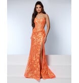 KATE PARKER Spaghetti strap sequin fit n flare w/leg slit 26266