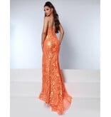 KATE PARKER Spaghetti strap sequin fit n flare w/leg slit 26266