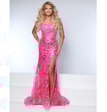 KATE PARKER Spaghetti strap sequin fit n flare w/leg slit 26266