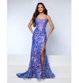 KATE PARKER Spaghetti strap sequin fit n flare w/leg slit 26266