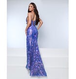 KATE PARKER Spaghetti strap sequin fit n flare w/leg slit 26266