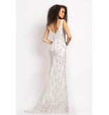 Tank beaded lace fitted v-neck gown 2181