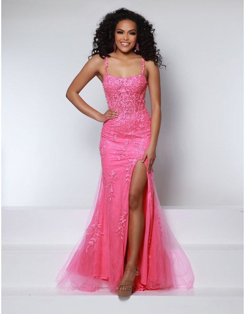 KATE PARKER Lace fit n flare lace up low back gown 25936