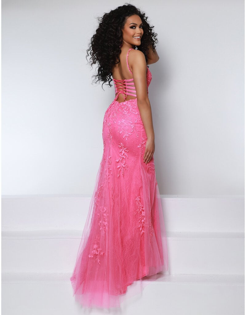 KATE PARKER Lace fit n flare lace up low back gown 25936